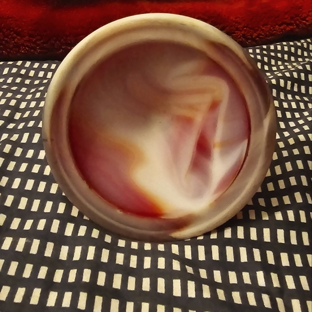 Imperial Glass Red, Cream and Orange Slag Glass Candlestick Holder - End of Days - Picture 2 of 6